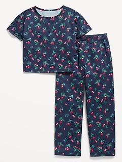 Printed Jersey-Knit Pajama Set for Girls