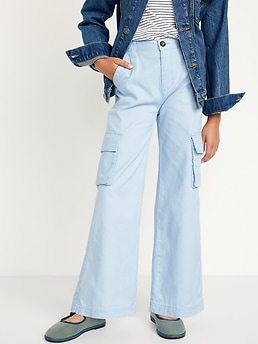 Mid-Rise Wide-Leg Cargo Pants for Girls | Old Navy