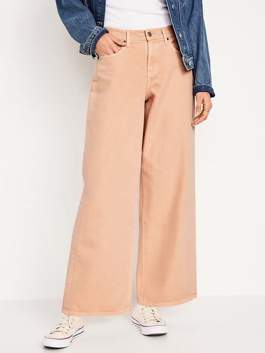 Image number 1 showing, Mid-Rise Baggy Wide-Leg Jeans