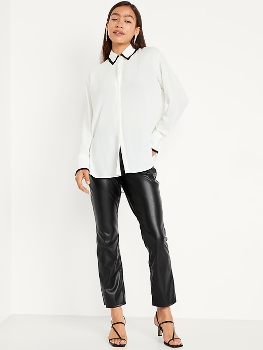 Image number 3 showing, High-Waisted Faux-Leather Boot-Cut Ankle Pants