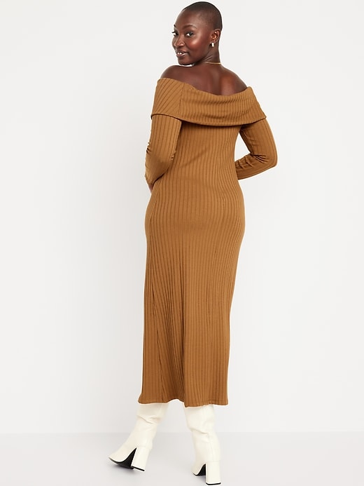 Off-Shoulder Rib-Knit Maxi Dress | Old Navy