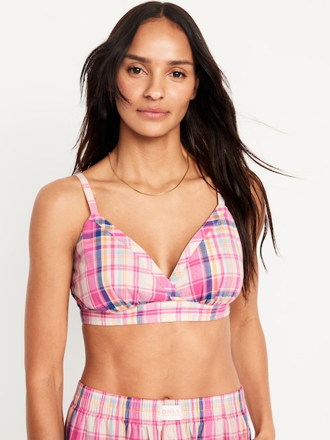 Cross-Front Poplin Bralette