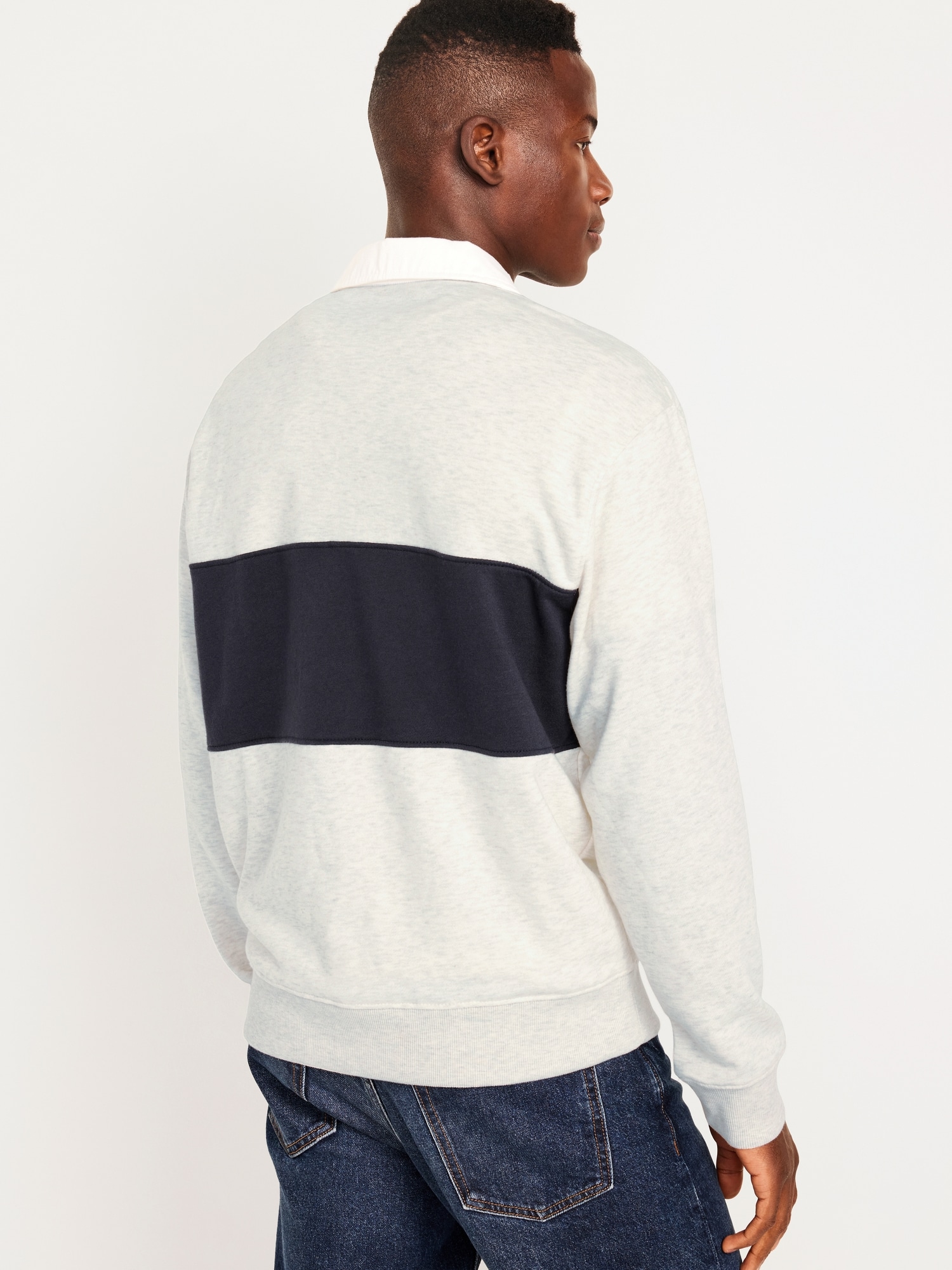 Quarter Zip Rugby Stripe Polo | Old Navy