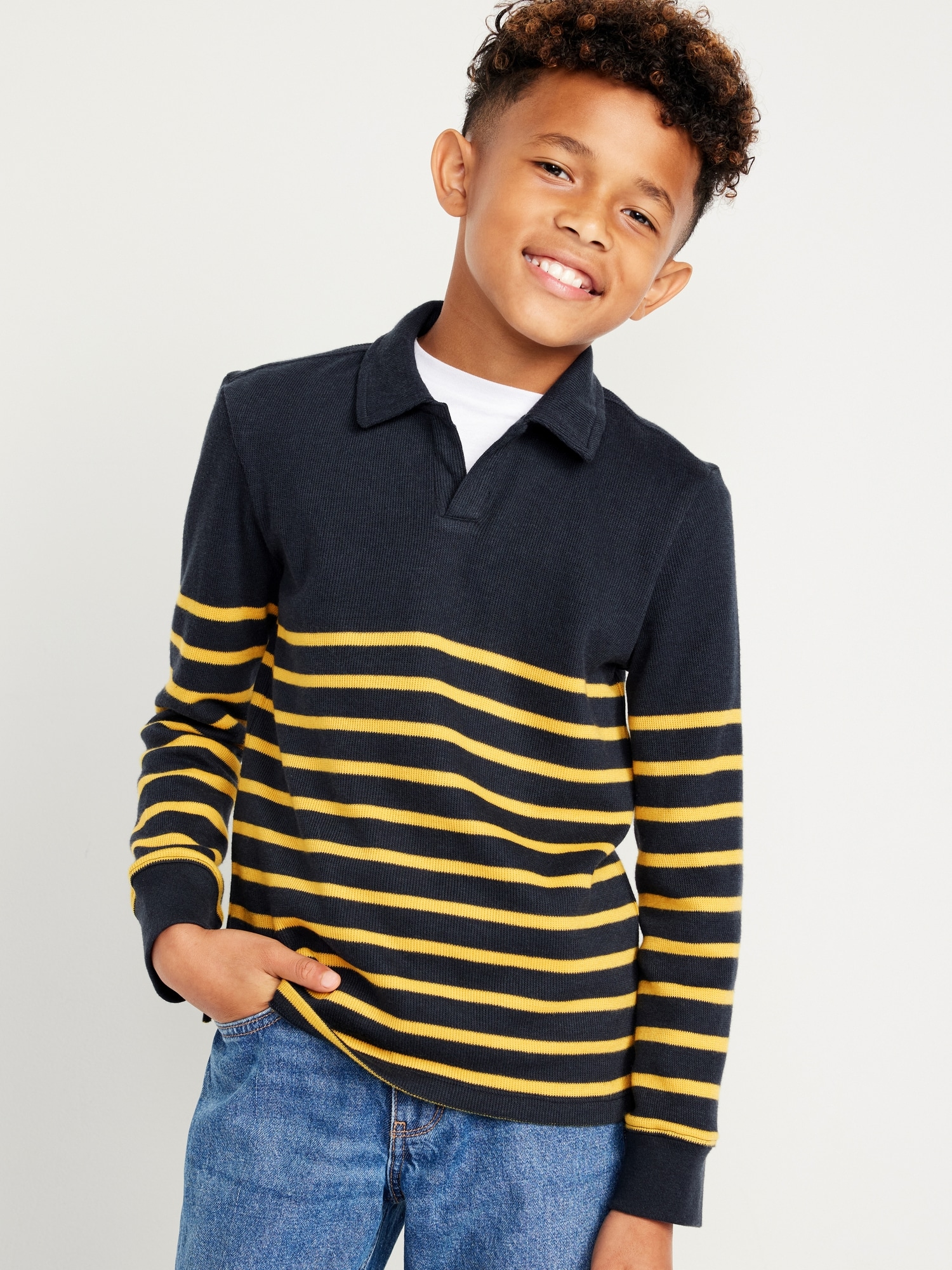 Sweater Knit Polo Shirt - Blue