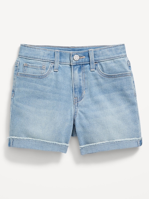 Image number 1 showing, High-Waisted Rolled-Cuff Jean Midi Shorts for Girls