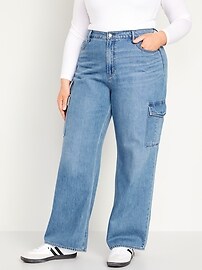 Extra High-Waisted Wide-Leg Cargo Jeans