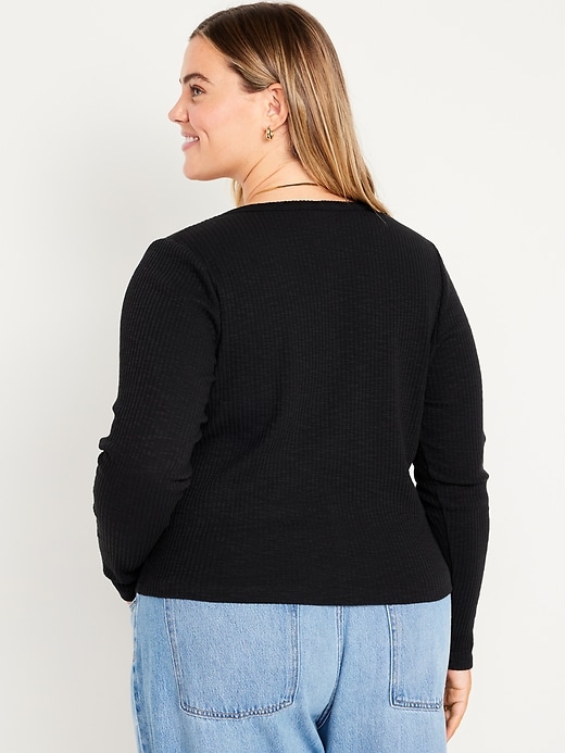 Front Button Knit Top - Black