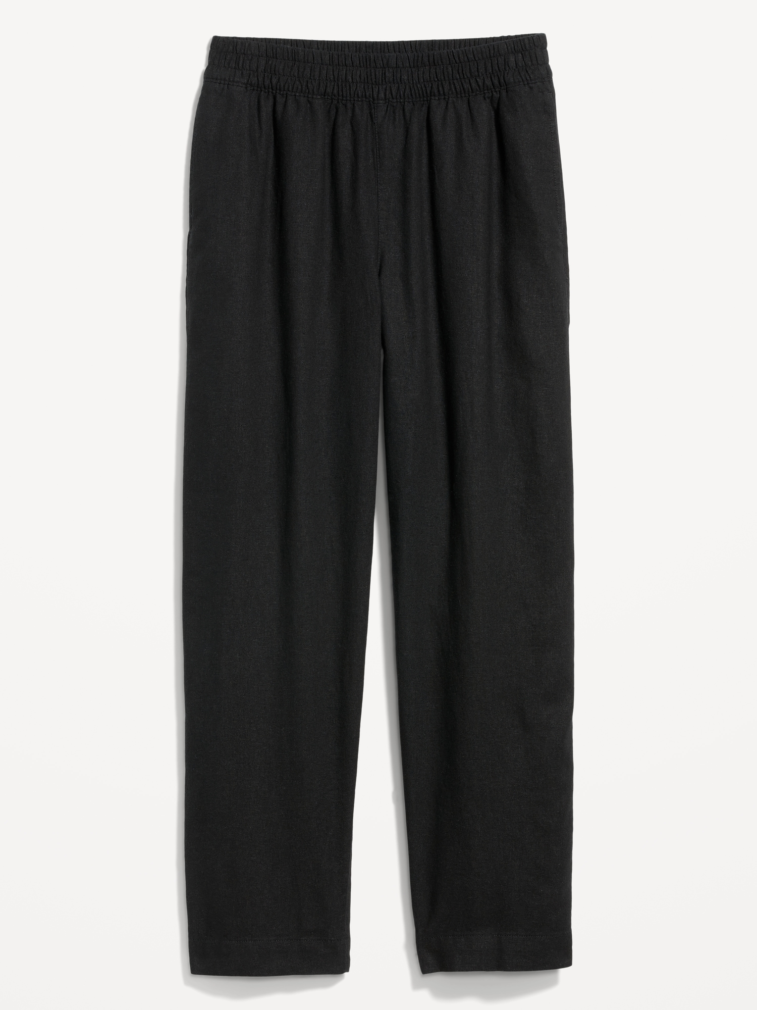 High-Waisted Linen-Blend Straight Pants