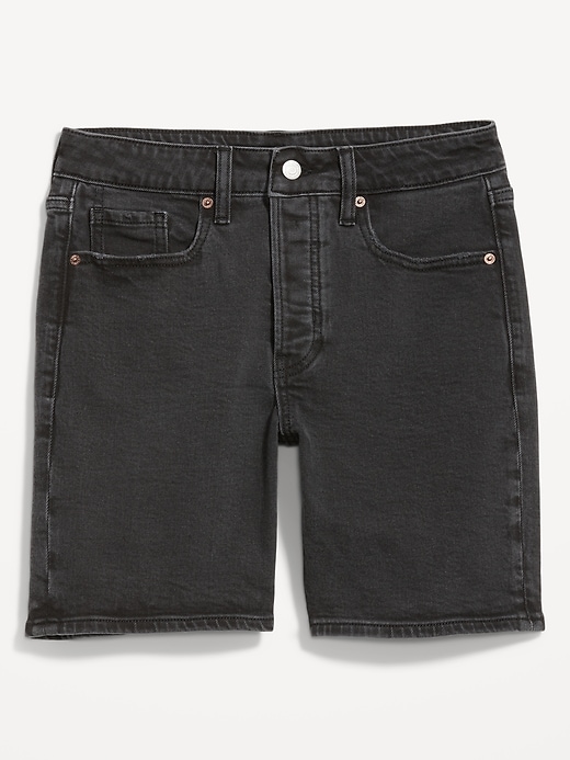 L'image numéro 4 présente Short OG en denim à taille haute et à braguette boutonnée, entrejambe de 18 cm