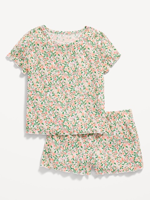 Printed Pajama Top and Shorts Set for Girls - Ditsy Floral