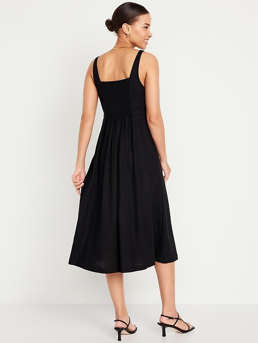 Image number 8 showing, Fit &amp; Flare Linen-Blend Midi Dress