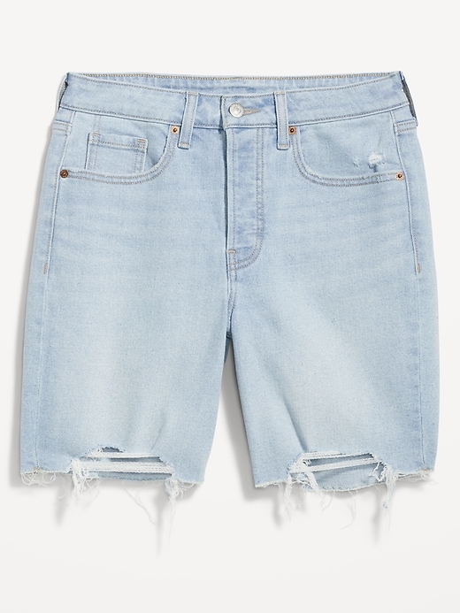 L'image numéro 4 présente Short OG en denim à taille haute et à braguette boutonnée pour Femme, entrejambe de 18 cm