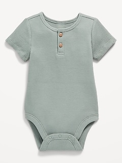 Unisex Thermal-Knit Henley Bodysuit for Baby
