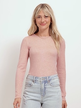 Long-Sleeve Plush Rib-Knit T-Shirt for Women | Old Navy