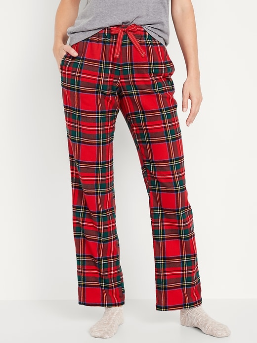 Image number 1 showing, Mid-Rise Flannel Pajama Pants