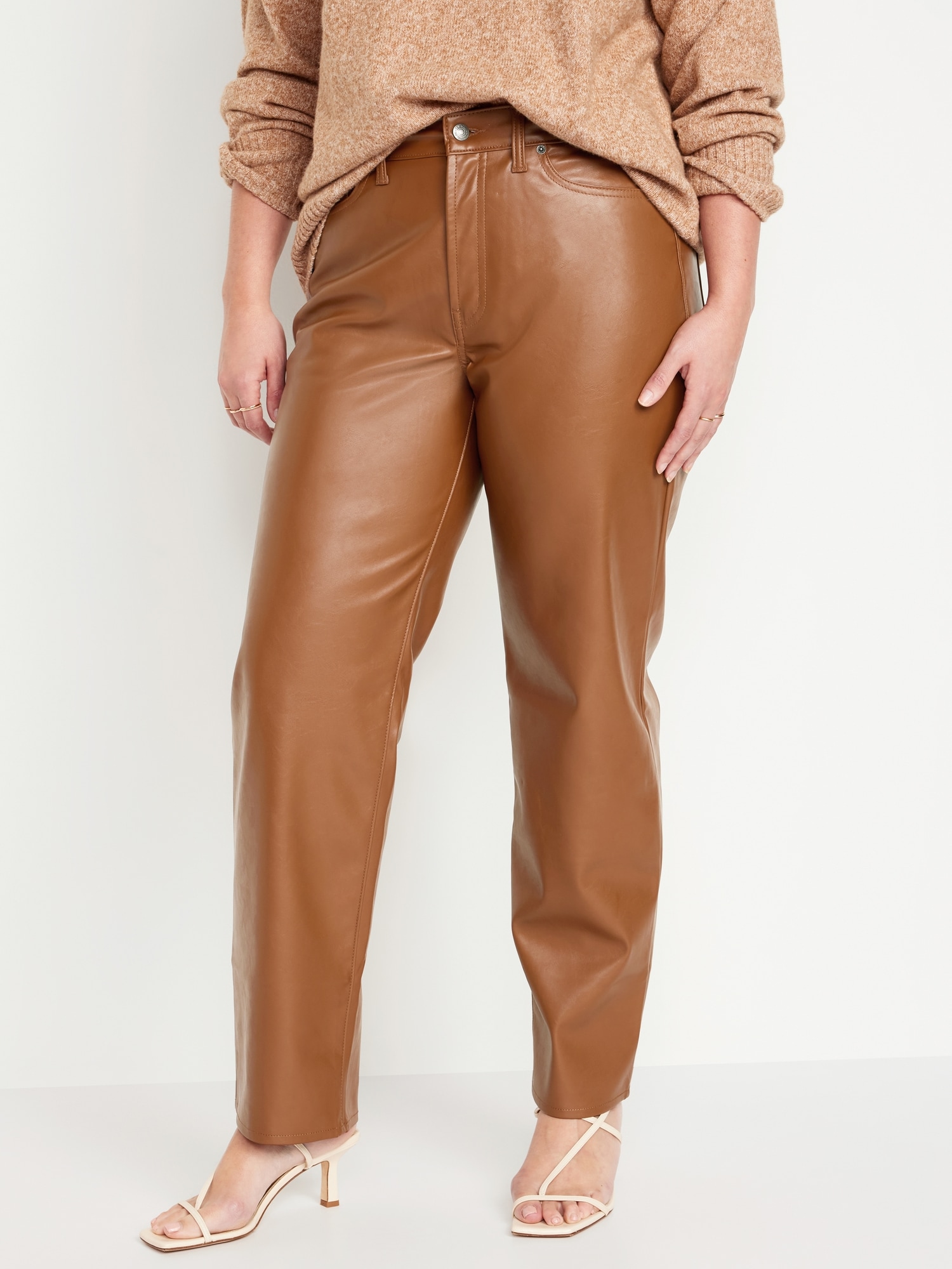 Fashion （HS）Faux Leather Pants Women High Waist Skinny Trousers