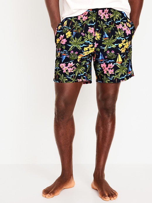 Image number 1 showing, Printed Swim Trunks -- 7-inch inseam