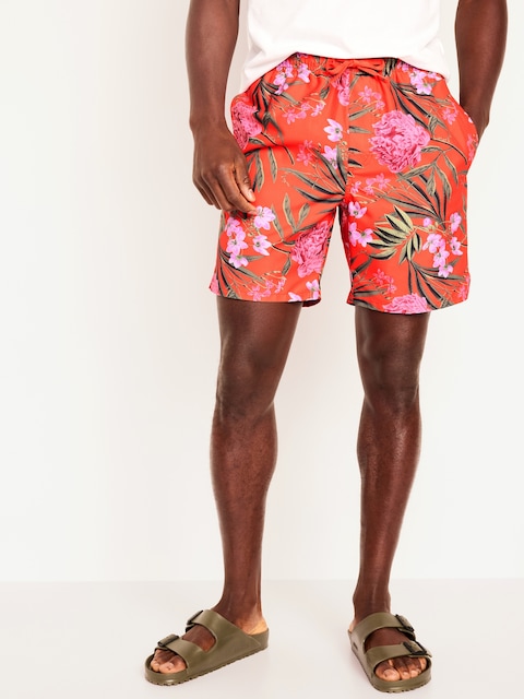 Short de baignade à imprimé pour Homme, entrejambe de 18 cm - Bleu