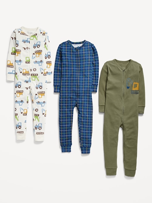 View large product image 2 of 2. Unisex Snug-Fit Printed Pajama One-Piece 3-Pack for Toddler & Baby