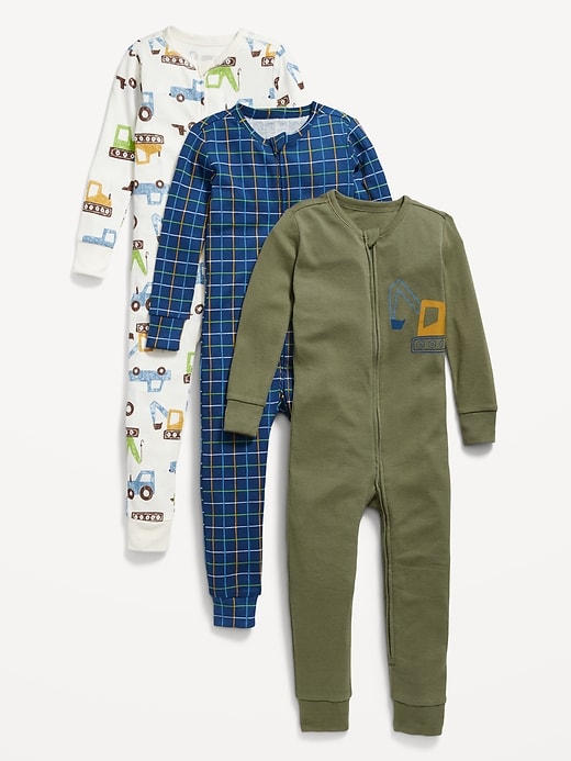 View large product image 1 of 2. Unisex Snug-Fit Printed Pajama One-Piece 3-Pack for Toddler & Baby