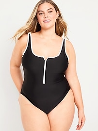 Half Zip One-Piece Swimsuit
