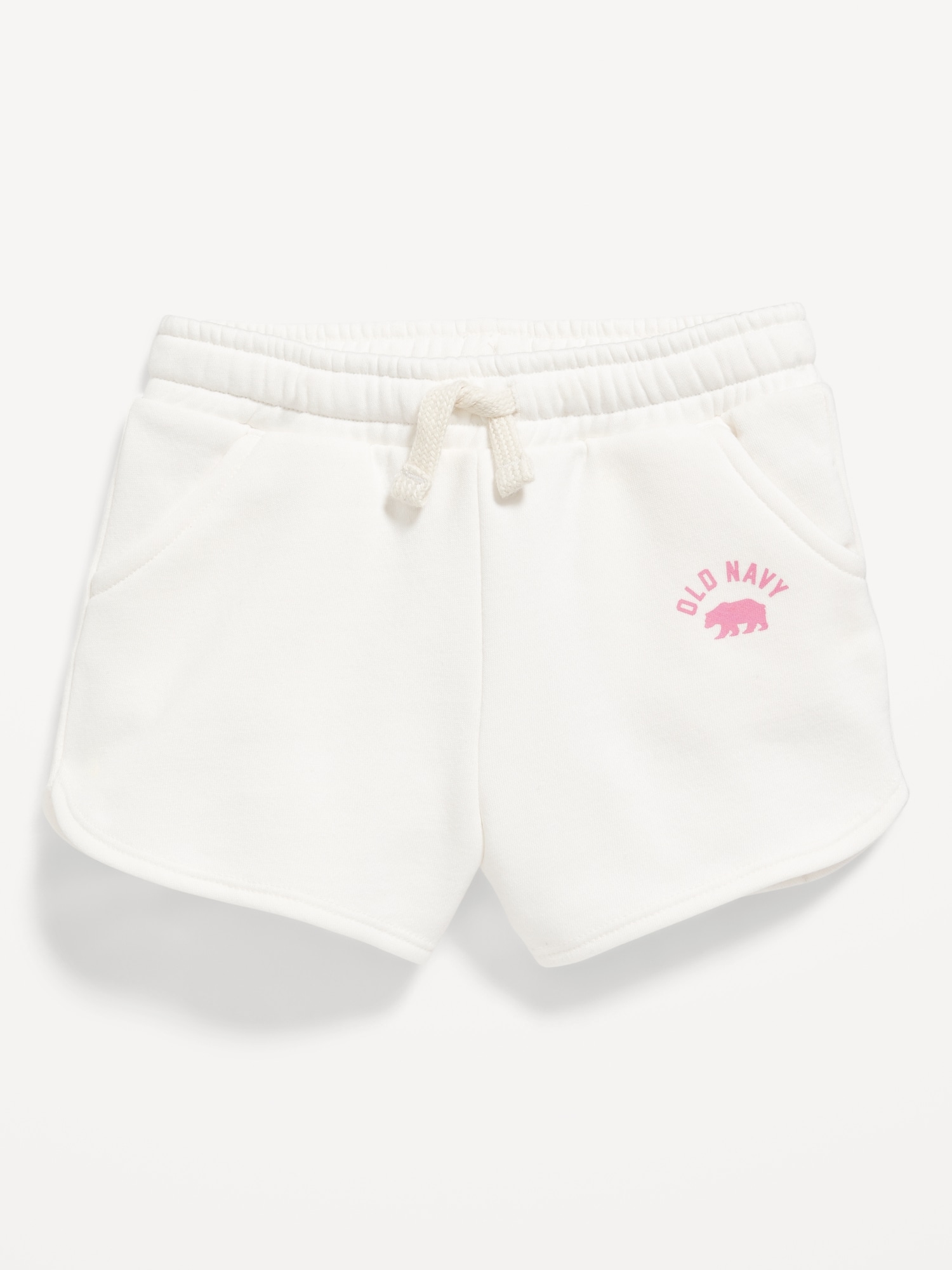 Logo-Graphic Dolphin-Hem Fleece Shorts for Toddler Girls