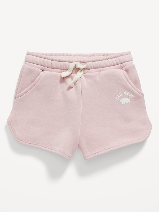 View large product image 1 of 1. Logo-Graphic Dolphin-Hem Fleece Shorts for Toddler Girls