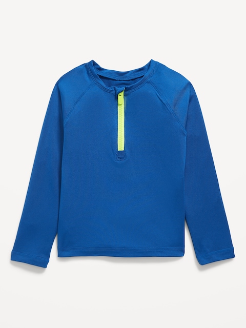 Long-Sleeve Quarter-Zip Rashguard Swim Top for Toddler Boys - Sapphire Sky