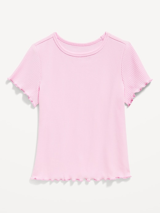 View large product image 1 of 2. Short-Sleeve Lettuce-Edge T-Shirt for Toddler Girls