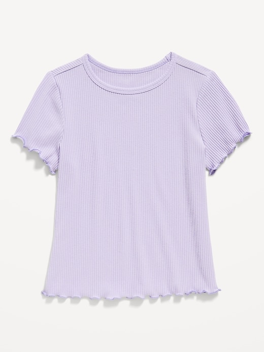 View large product image 1 of 1. Short-Sleeve Lettuce-Edge T-Shirt for Toddler Girls