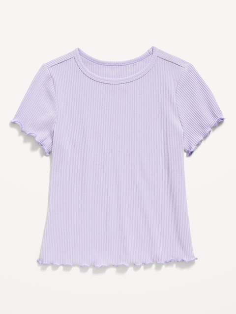 Short-Sleeve Lettuce-Edge T-Shirt for Toddler Girls - Lavender Aura