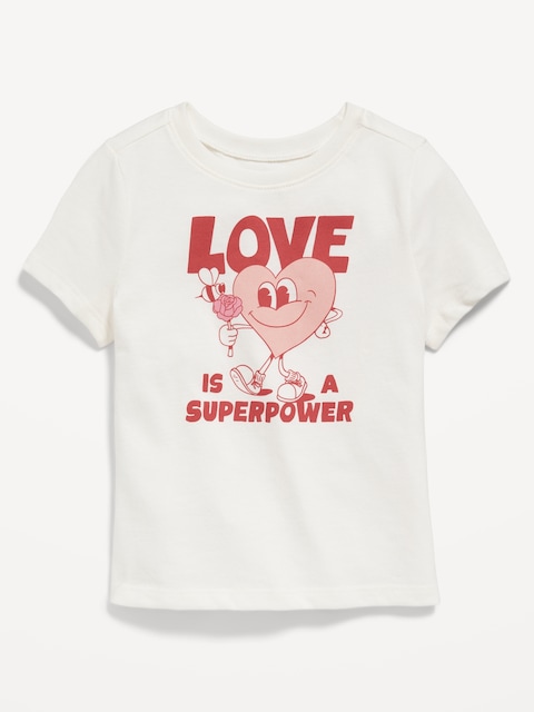 Unisex Short-Sleeve Valentine's Graphic T-Shirt for Toddler - White