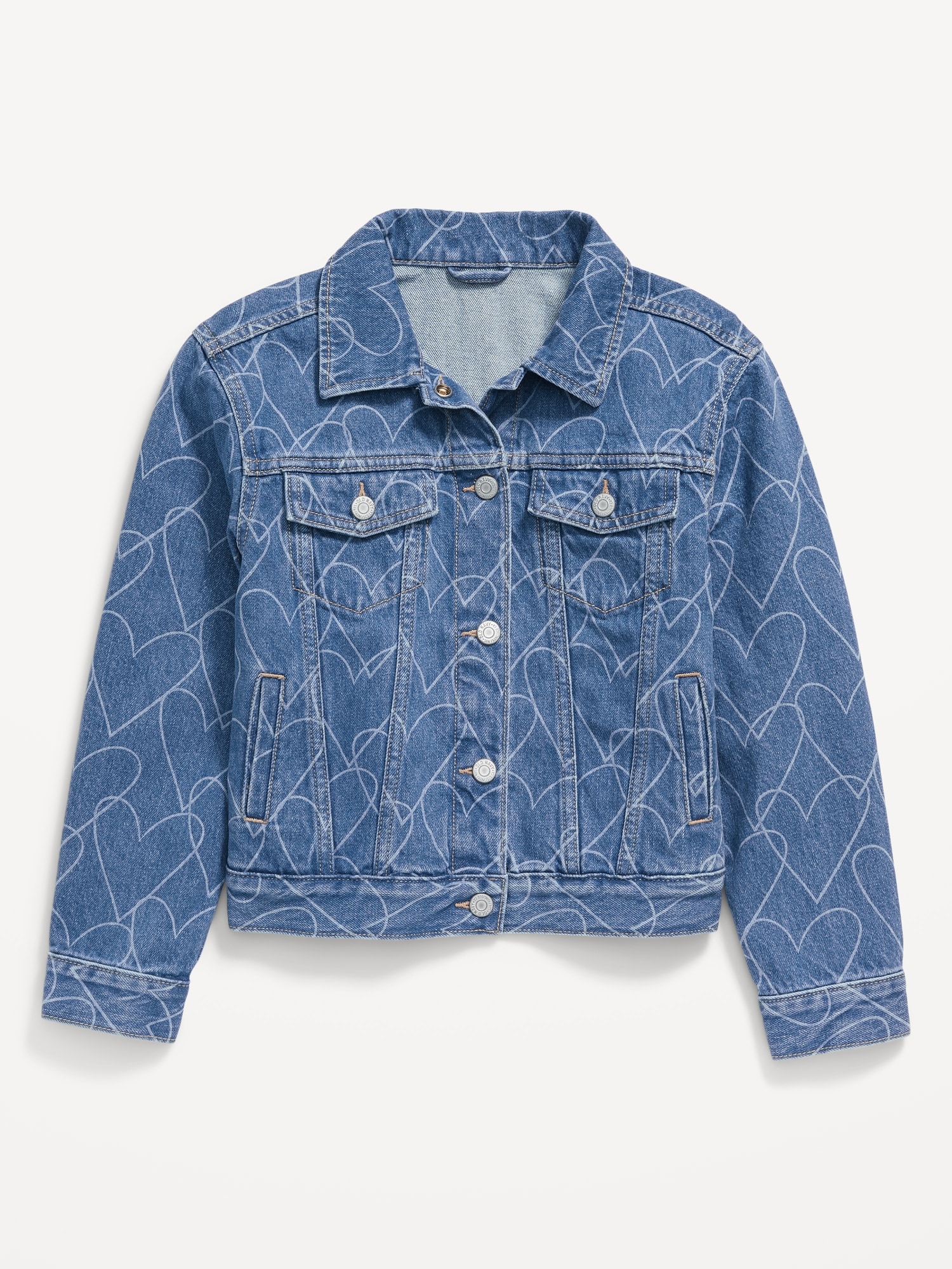 All-Over Hearts Jean Trucker Jacket for Girls