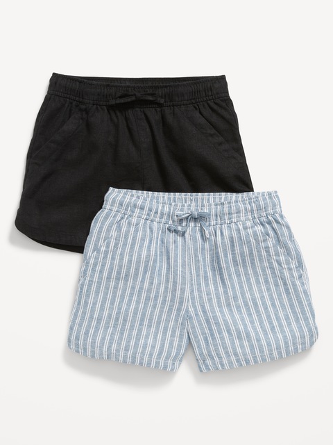Linen-Blend Drawstring Shorts 2-Pack for Girls