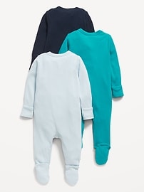 Image number 2 showing, 2-Way-Zip Sleep & Play Footed One-Piece 3-Pack for Baby