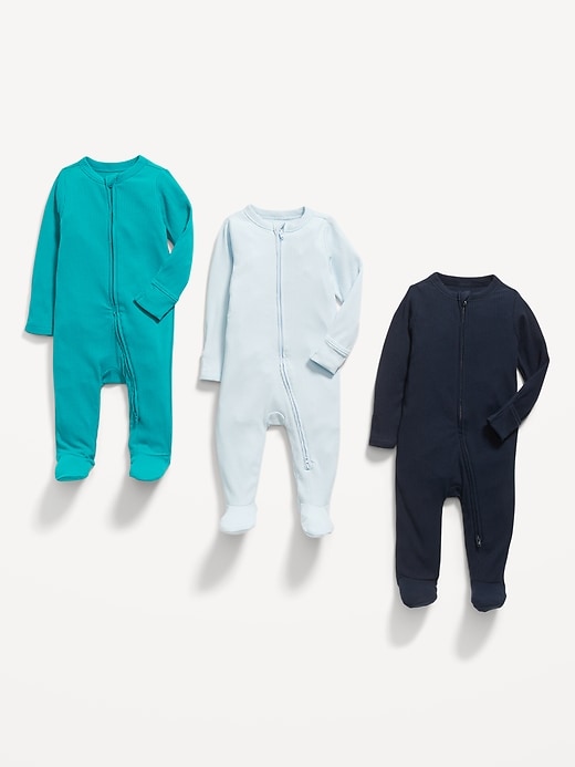 Image number 3 showing, 2-Way-Zip Sleep & Play Footed One-Piece 3-Pack for Baby