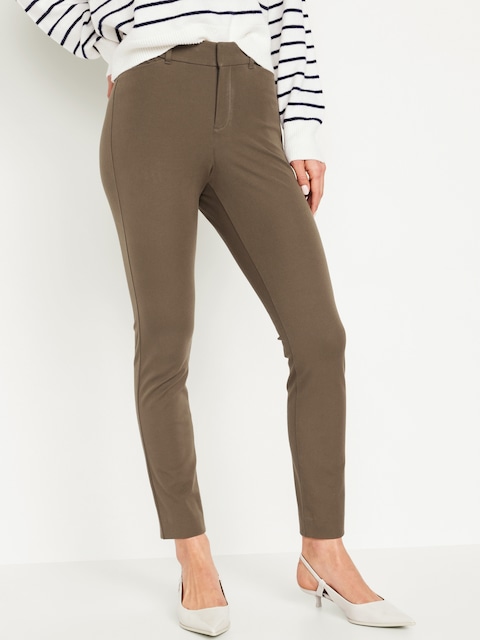 High-Waisted Pixie Skinny Ankle Pants - Green
