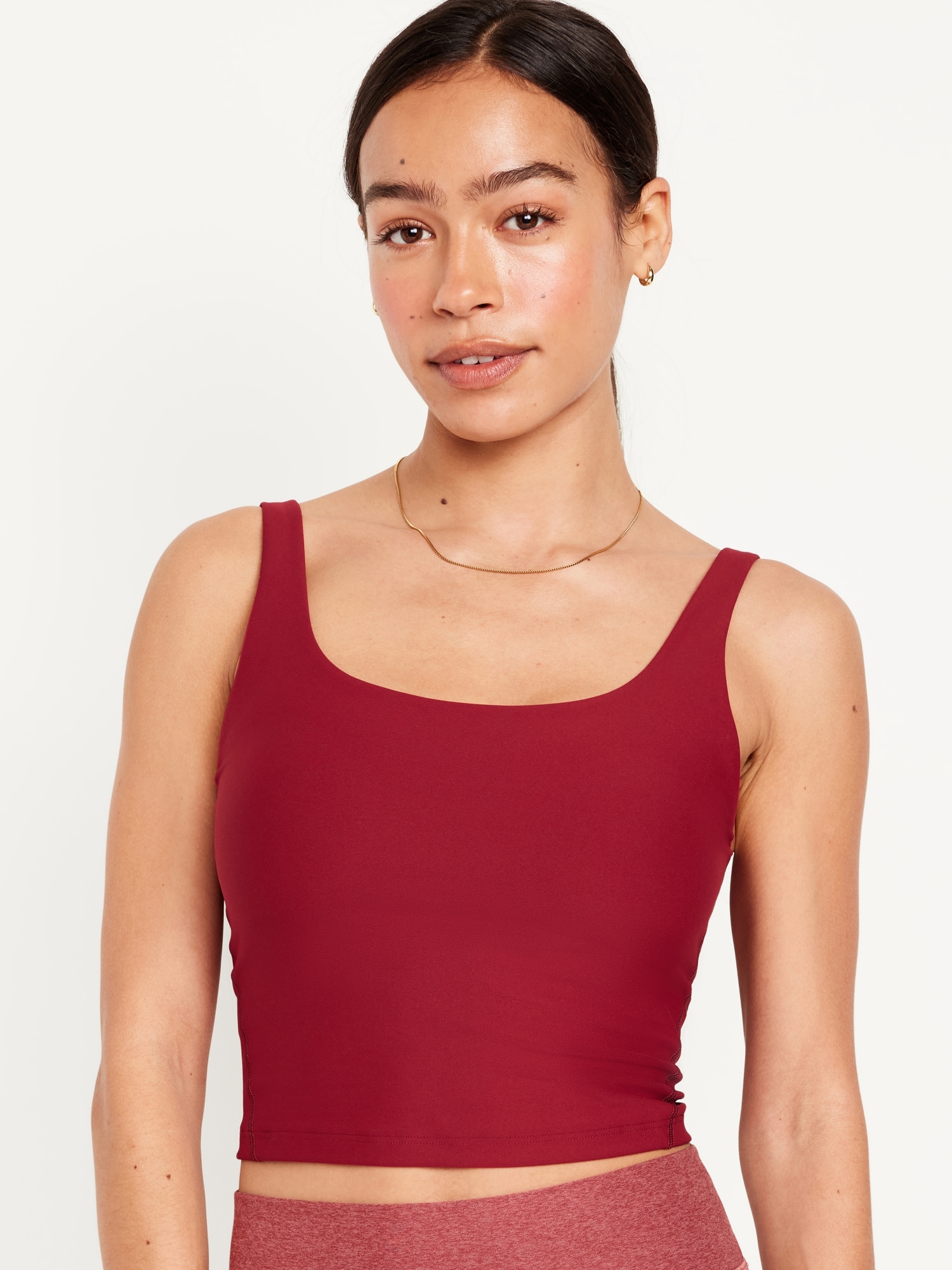 Red Ribbed Sports Bra