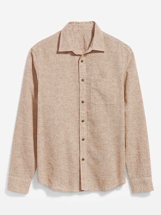 Lucky Brand California, Mens Classic Fit Linen Shirt, Color: Beige