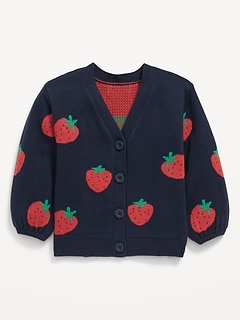 Printed Button-Front Cardigan Sweater for Toddler Girls