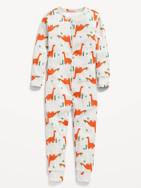 Unisex Snug-Fit 2-Way-Zip Printed Pajama One-Piece for Toddler & Baby - Multi