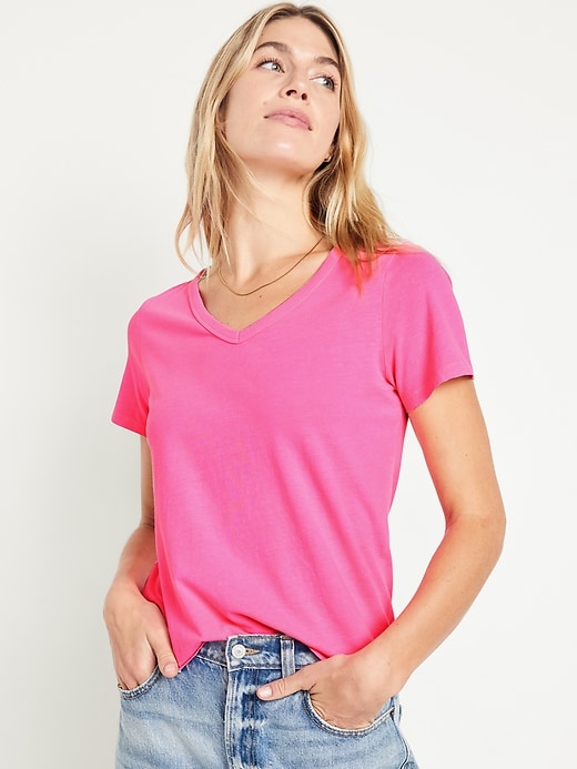 light pink v neck shirt