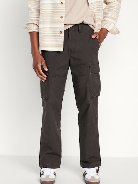 Loose Taper Cargo Ripstop Pants - Brown