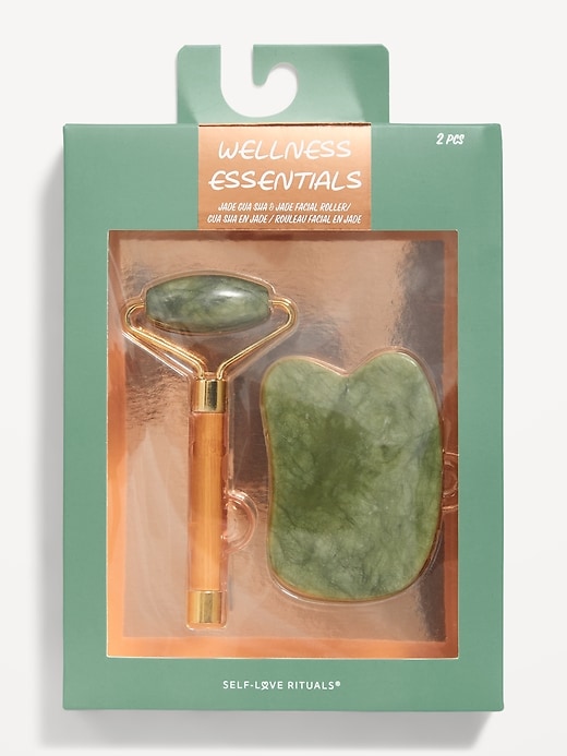 View large product image 1 of 2. Self Love Rituals® Wellness Essentials: Jade Gua Sha & Facial Roller