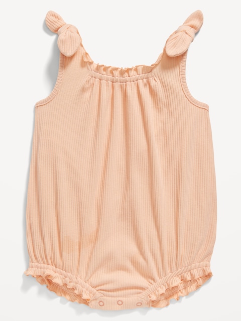 Sleeveless Tie-Shoulder One-Piece Romper for Baby
