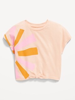 Printed Dolman-Sleeve Tie-Front T-Shirt for Toddler Girls