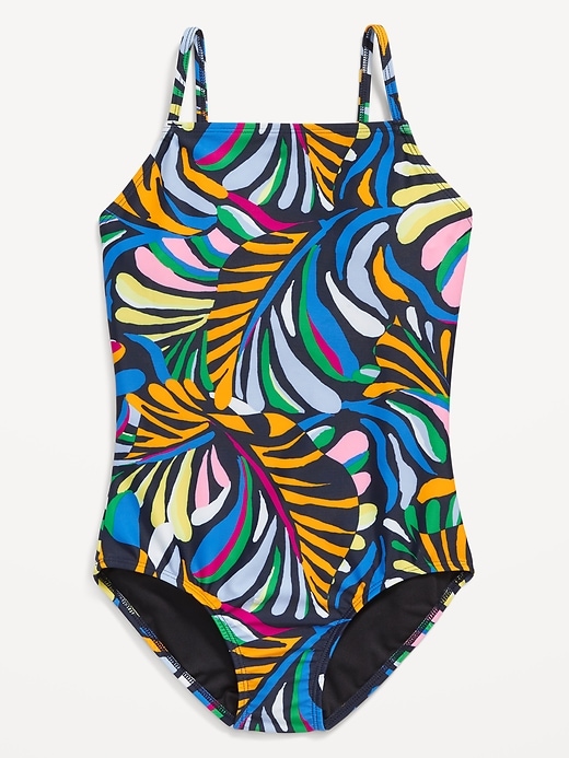 L'image numéro 1 présente Maillot de bain une-pièce à motif avec découpe au dos pour Fille