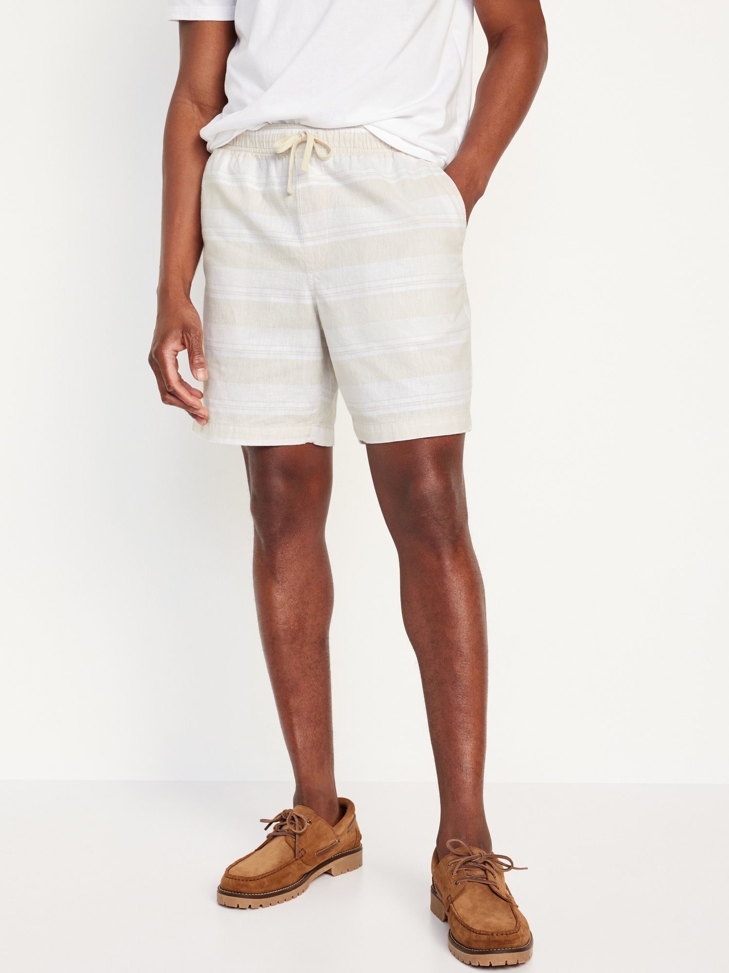 Linen-Blend Jogger Shorts -- 7-inch inseam