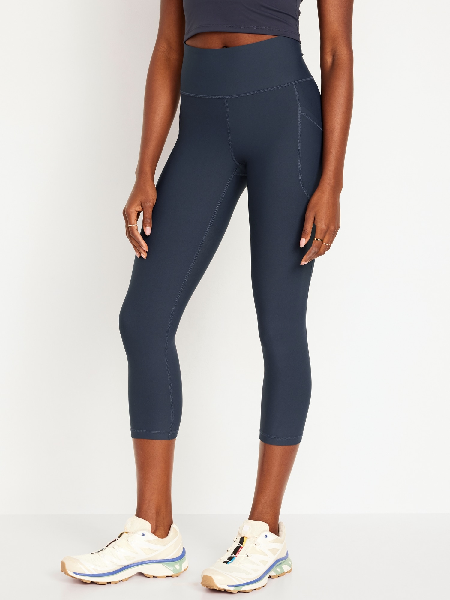 Old Navy High-Waisted PowerSoft 7/8 Mixed-Fabric Leggings for