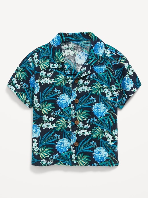 View large product image 1 of 1. Linen-Blend Floral Camp Shirt for Baby